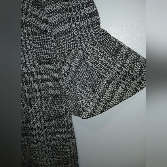 Calvin Klein women's size 10 tweed bell sleeve midi dress black white pl… - Picture 2 of 7